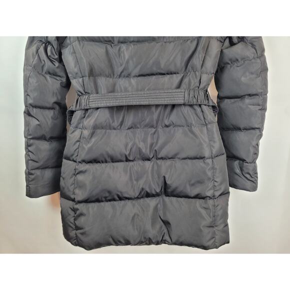 Michael Kors Jacket Women's Black Down Parka Coat Belted Faux Fur Hooded Sz XXS - Picture 14 of 16